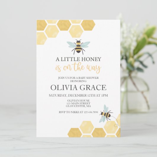 Kleine honingbijen Baby shower hommel Kaart (Staand voorkant)