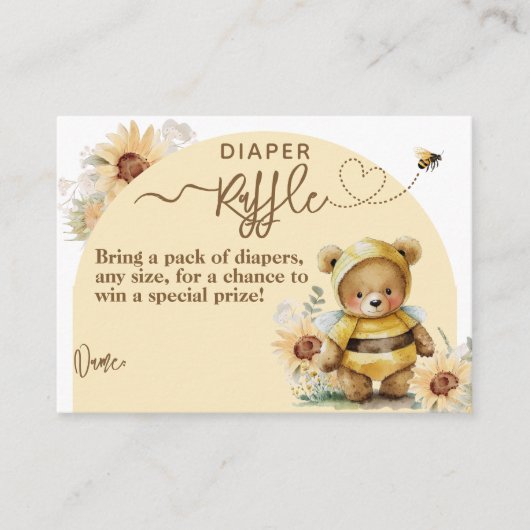 Kleine honingbijen Beer Baby shower Informatiekaartje (Voorkant)