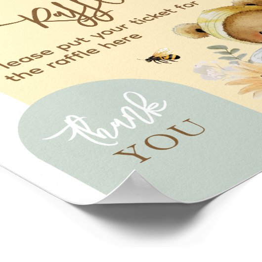 Kleine honingbijen Beer Baby shower Poster (Hoek)