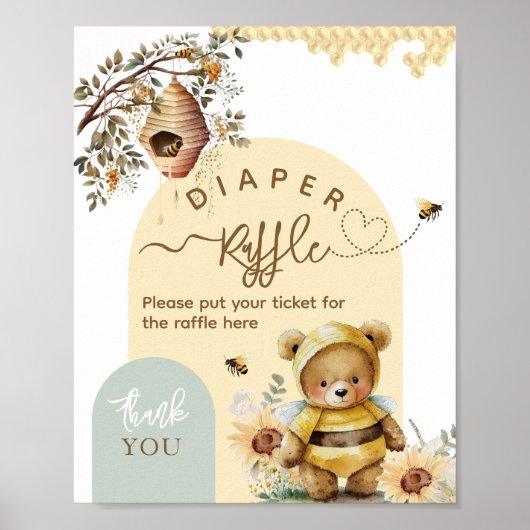 Kleine honingbijen Beer Baby shower Poster (Voorkant)