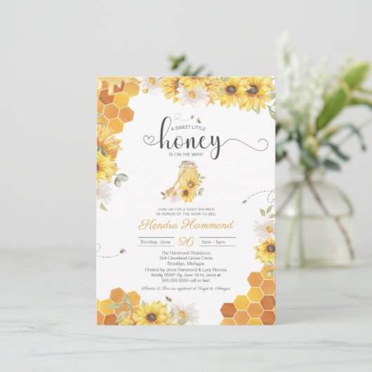 Kleine honingbijen en Baby shower van zonnebloemen Kaart (Staand voorkant)