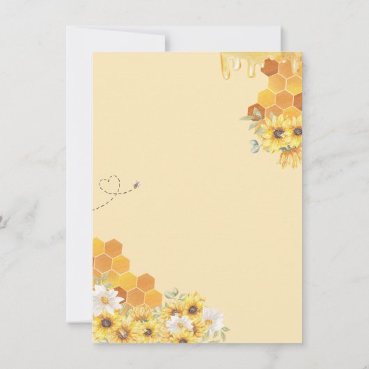 Kleine honingbijen en Baby shower van zonnebloemen Kaart (Achterkant)