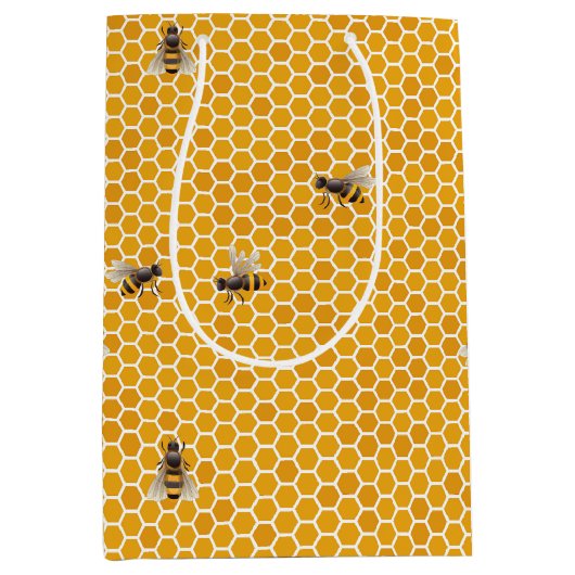 Kleine honingraat bijenkorf geometrisch zeshoekig medium cadeauzakje (Voorkant)