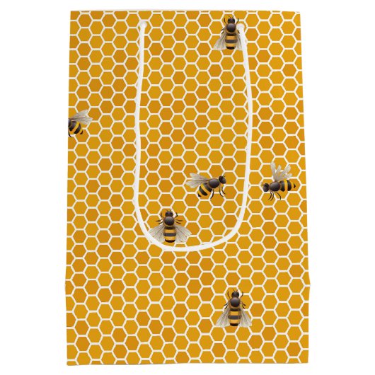 Kleine honingraat bijenkorf geometrisch zeshoekig medium cadeauzakje (Achterkant)