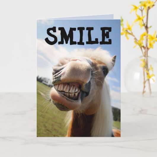KLEINE HORSE FUNNY BIRTHDAY CARDS KAART (Gele Bloem)
