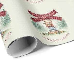 Kleine Houthakker Komt Er Aan Jongens Babyfeestje  Cadeaupapier
