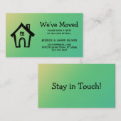 Kleine huis "We hebben verplaatst" Geel Groen Ombr Visitekaartje (Voorkant / Achterkant)