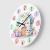 Kleine huisjes met draak en meisje met NAAM Grote Klok (Hoek)