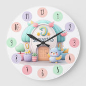 Kleine huisjes met draak en meisje met NAAM Grote Klok (Voorkant)