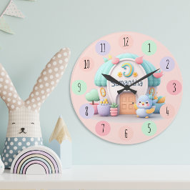 Kleine huisjes met draak en meisje met NAAM Grote Klok