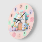 Kleine huisjes met draak en meisje met NAAM Grote Klok (Hoek)