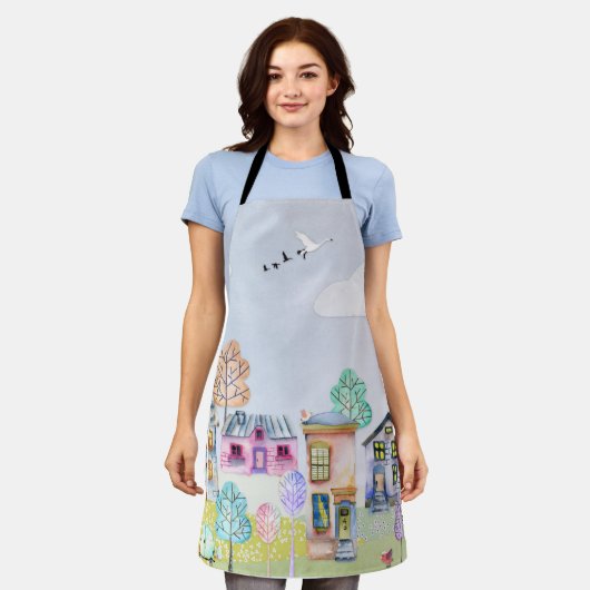 Kleine huislandschap schort (Gedragen)
