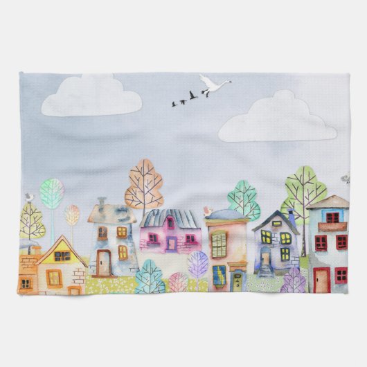 Kleine huislandschap theedoek (Horizontaal)