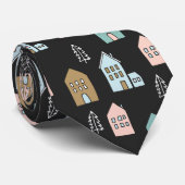 Kleine huizen afdrukken stropdas (Opgerold)