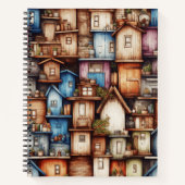 Kleine huizen over huizen Schattigee Waterverf Notitieboek (Voorkant)