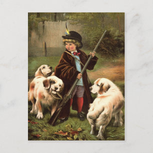 Kleine Hunter met het Briefkaart van het Afbeeldi