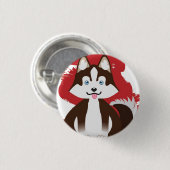 Kleine Husky. 1 knop Ronde Button 3,2 Cm (Voorkant /achterkant)