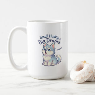 Kleine Husky Grote Drama Grappige Puppy Koffiemok