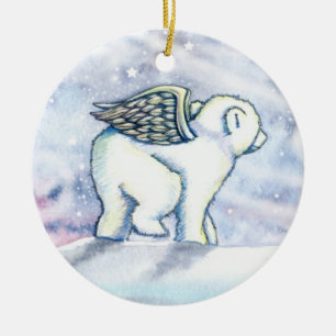 Kleine ijsbeer kerstboomversiering keramisch ornament