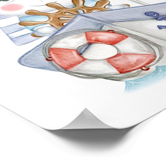 Kleine ijsbeer op een boot poster (Hoek)