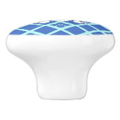 Kleine Japanse konijn, blauwe achtergrond Keramische Knop (Zijkant)