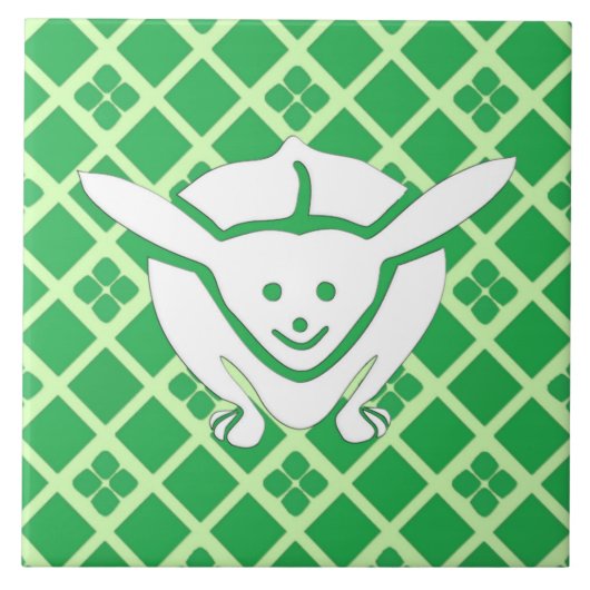 Kleine Japanse konijn, groen Tegeltje (Voorkant)
