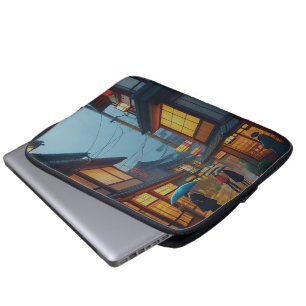 Kleine Japanse regenachtige weg  Laptop Sleeve