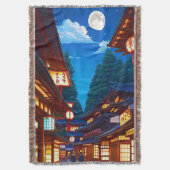 Kleine Japanse stad straat 's nachts Deken (Voorkant Verticaal)