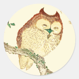 Kleine Japanse uil Ronde Sticker