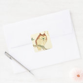 Kleine Japanse uil Vierkante Sticker (Envelop)