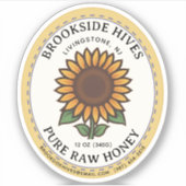 Kleine Jar Ovaal Zonnebloem Honing Label (Voorkant)