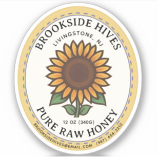 Kleine Jar Ovaal Zonnebloem Honing Label