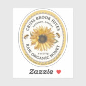 Kleine Jar Ovaal Zonnebloem Honing Label met Bijen (Vel)