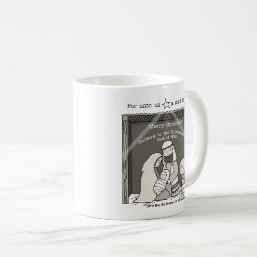 Kleine jongen bij de kerst van Manger-Merry Koffiemok (Voorkant rechts)