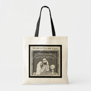 Kleine jongen bij de kribbe - Prettig kerstfeest Tote Bag