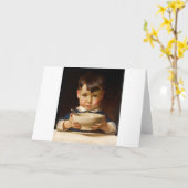 Kleine jongen bij het ontbijt kaart (Gele Bloem)