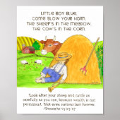 Kleine jongen blauw met de Schrift Poster (Voorkant)