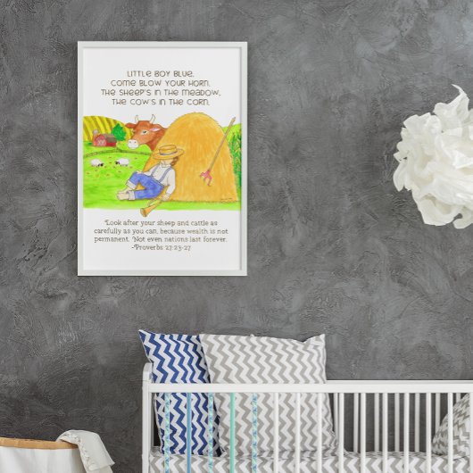 Kleine jongen blauw met de Schrift Poster