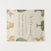 Kleine Jongen Boho Bosdieren Baby Shower Wandkleed (Voorkant (horizontaal))