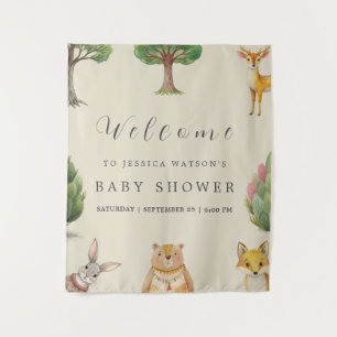Kleine Jongen Boho Bosdieren Baby Shower Wandkleed