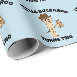 KLEINE JONGEN COWBOY LEEFTIJD TWEE VERJAARDAG CADEAUPAPIER