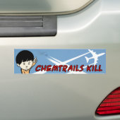 Kleine jongen die Chemtrails naar boven wijst Bumpersticker (Op auto)