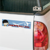 Kleine jongen die Chemtrails naar boven wijst Bumpersticker (Op Truck)