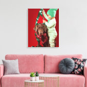 Kleine jongen die een hond versiert canvas afdruk (Insitu (Woonkamer))