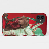 Kleine jongen die een hond versiert Case-Mate iPhone case (Achterkant (horizontaal))