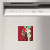 Kleine jongen die een hond versiert magneet (Insitu (Vaatwasser))