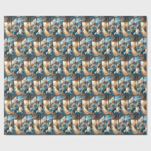 Kleine jongen die een ijsje eet cadeaupapier (Vlak)