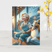 Kleine jongen die een ijsje eet kaart (Gele Bloem)