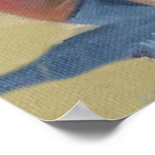 Kleine jongen die in het zand speelt met een schop poster (Hoek)