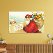 Kleine jongen die over de hek kijkt canvas afdruk (Insitu (Woonkamer))